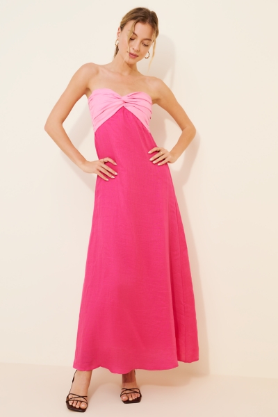 chinese dress ladies Melody Linen Maxi Dress – Hemline Nashville main image 0