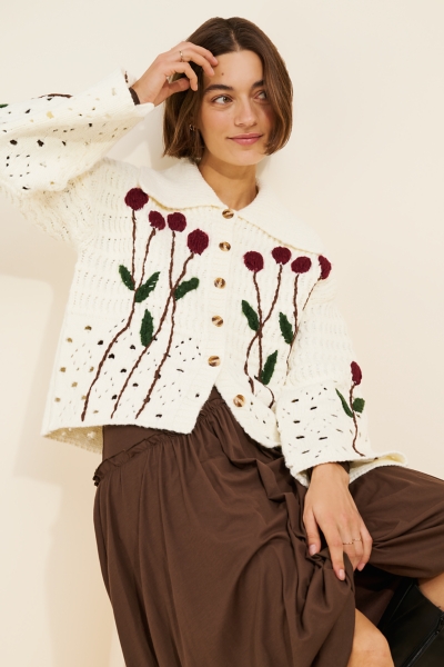 Floral Collared Cardigan Sweater | Nuuly