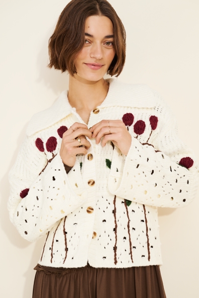 Floral Collared Cardigan Sweater | Nuuly