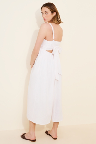 Maternity Simone Tie Back Linen Midi Dress | Nuuly