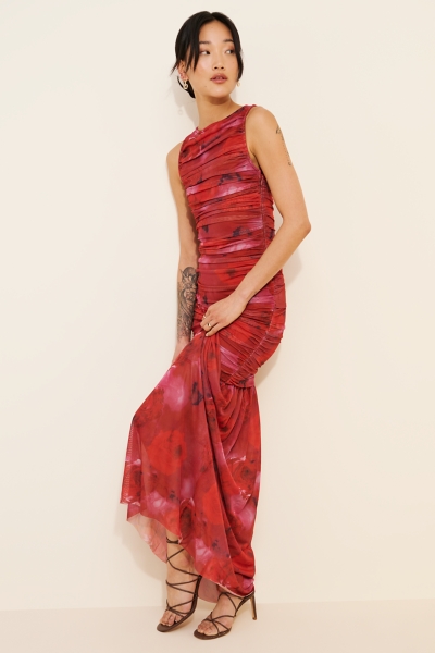 chinese dress ladies Champagne Scarf Asymmetrical Split Maxi Elise Dress M main image 0