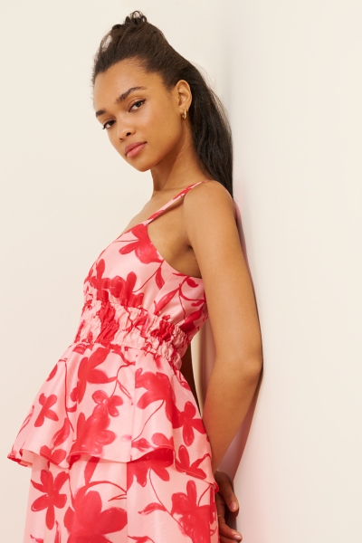 knee length dresses for ladies Dory Strapless Ruched Midi Dress in wild floral