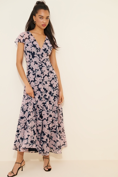 chinese dress ladies Magenta Button Front Tiered Short Sleeve Maxi Dress – SSYS main image 1