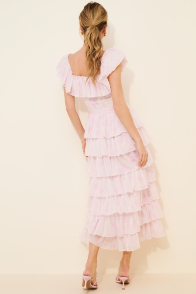 chinese dress ladies Amy Jane London Luna Blue Ditsy Floral Ruffle Maxi Dress  The French Rose  Boutique