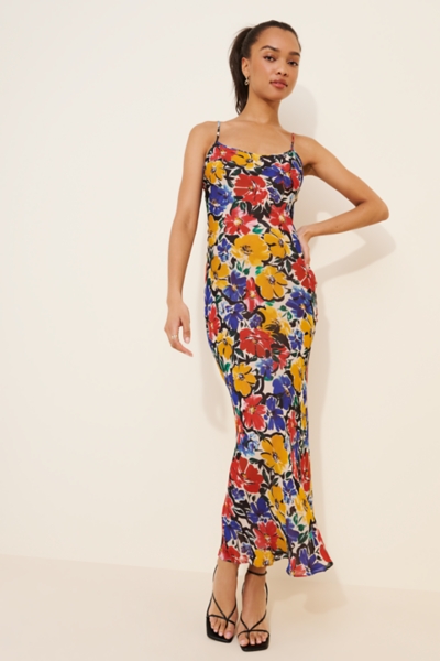 sundry retro floral maxi dress Natural Life Patti Side Slit Maxi Dress