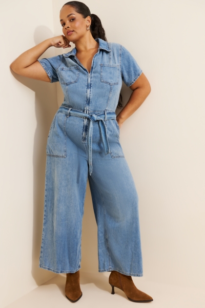 Fit For Success Lite Linen Denim Jumpsuit | Nuuly