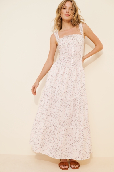 chinese dress ladies Beccalyn Eyelet Maxi Dress - Resort White Oversized Pinwheel Rayon Eye   The Islands