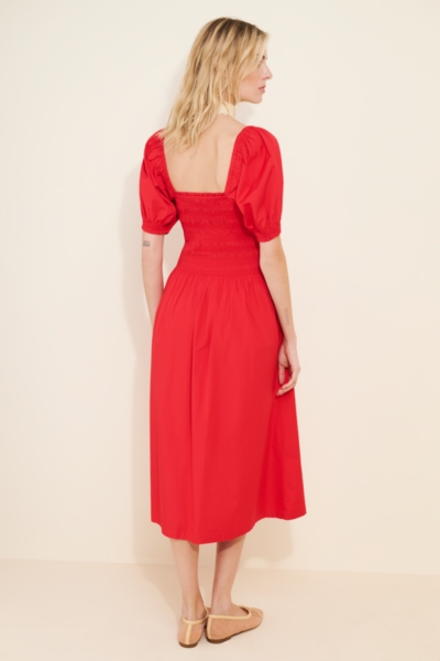 Smocked Puff Sleeve Midi Dress | Nuuly