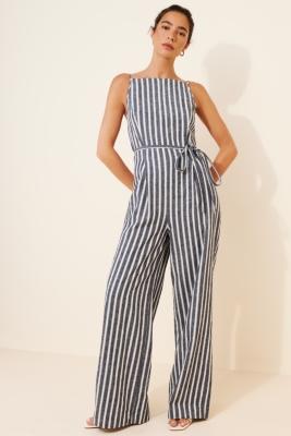 Smocked Back Linen Jumpsuit Nuuly