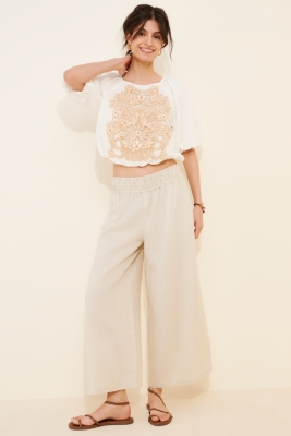 Crafty Linen Blend Puff-Sleeve Top | Nuuly