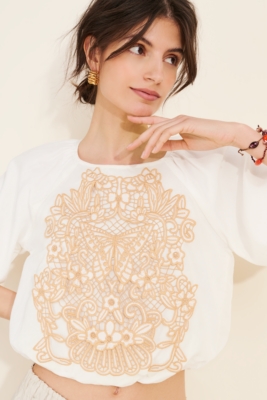 Crafty Linen Blend Puff-Sleeve Top | Nuuly