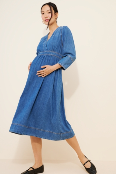 Maternity The Denim Carolina Wrap Midi Dress | Nuuly