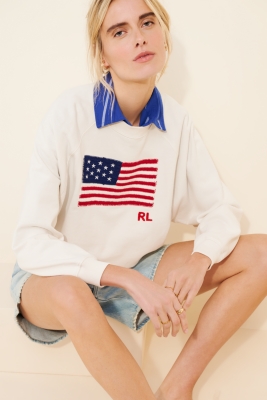 売れ筋商品|||ラルフローレン パーカー・スウェットシャツ アウター レディース Women's Logo Flag French Terry Crewneck Nevis Logo Flag French Terry Sweatshirt | Nuuly