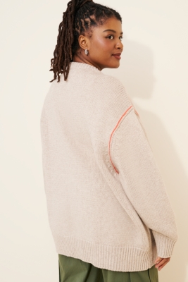 【DISCERNMENT】Minimal Round Neck Half Cardigan Basic & Thermal Preppy Knit Fabric Wool-blend Knit Round