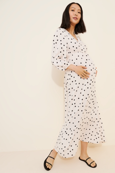 Charming Illusion Neck Lace Top Empire Maxi Maternity Dresses Green