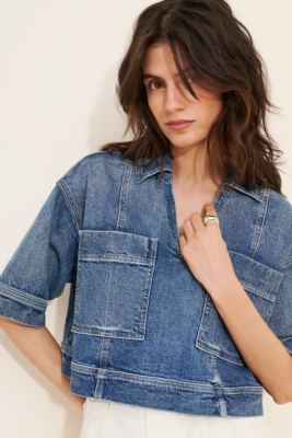 Denim Boxy Crop Top | Nuuly