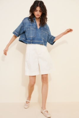 Denim Boxy Crop Top | Nuuly
