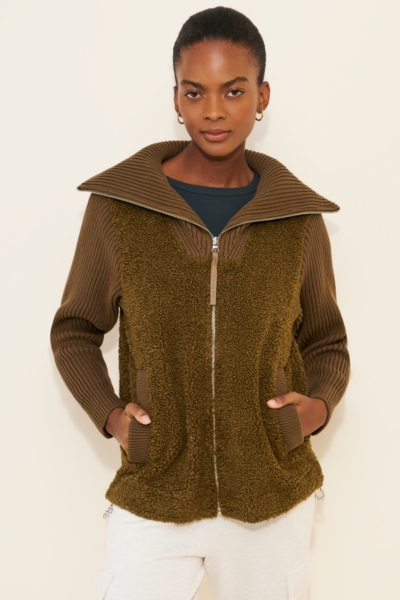 Ardley Zip-Through Mixed Media Jacket | Nuuly