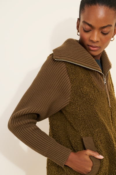 Ardley Zip-Through Mixed Media Jacket | Nuuly