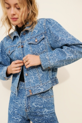 Jacquard Rose Denim Jacket | Nuuly