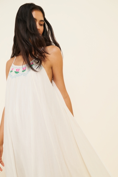 knee length dresses for ladies Compact Rib Tulip Dress - Ivory