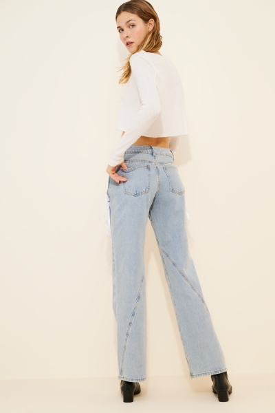 Giacca Lunga In Denim Blu Donna Dollhouse - Taglia L, Stile Distressed - 2