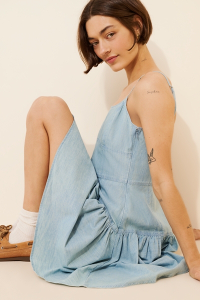 green emerald velvet dress Blue Me Away Denim Drop-Waist Cami Mini Dress Dark Denim / S main image 0