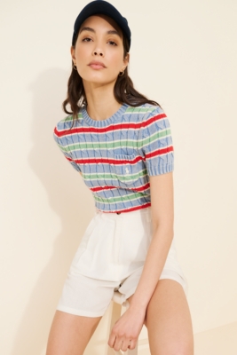 Cable-Knit Cotton Short-Sleeve Sweater | Nuuly