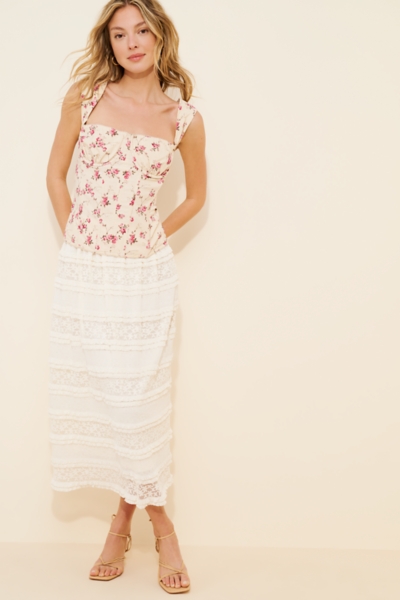 Lace Ruffle Midi Skirt | Nuuly