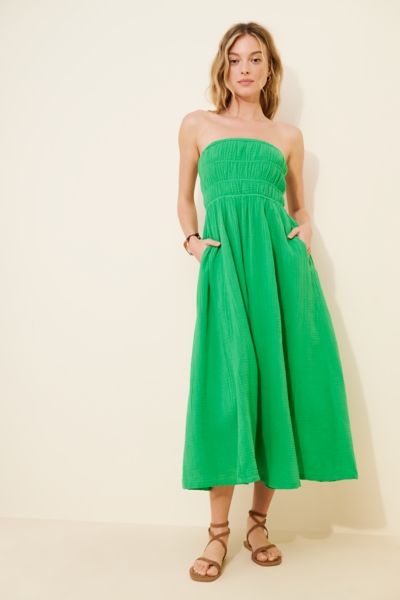 slim fit dress slacks Baltic Born Womens Joanie Smocked Dress | Green Floral main image 1