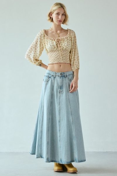 Daylight Smocked Tie-Front Cropped Blouse | Nuuly
