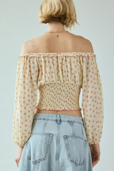Daylight Smocked Tie-Front Cropped Blouse | Nuuly