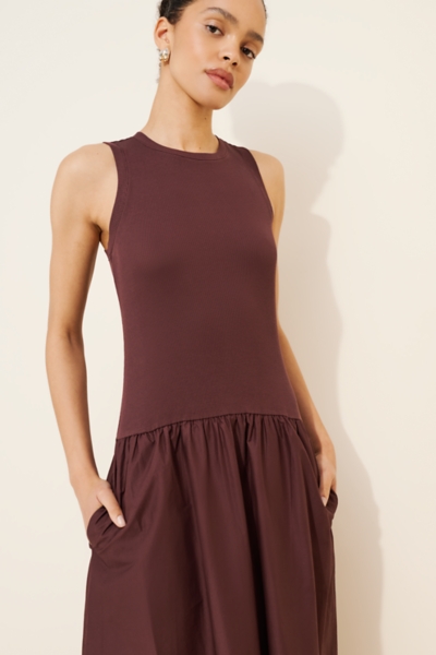 princess polly baby blue dress Topshop Drop Waist Crinkle Mesh Maxi Dress in Chocolate Brown main image 1