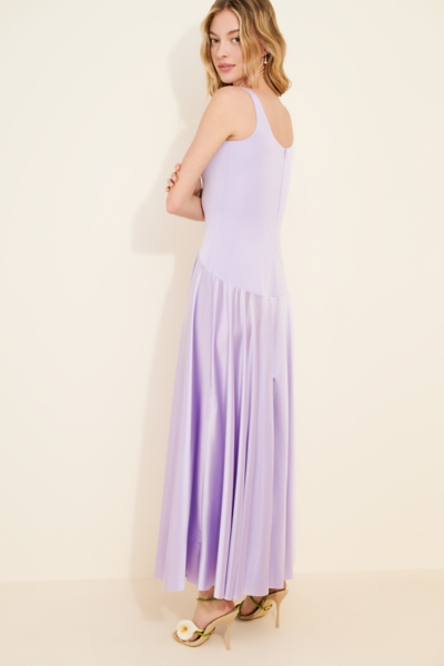strapless open back dress Vintage Purple Chiffon Elegant Bow Long Sleeve Pleated Maxi Dress – Knot  Bene main image 1