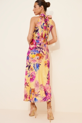 High Neck Pleated Maxi Dress