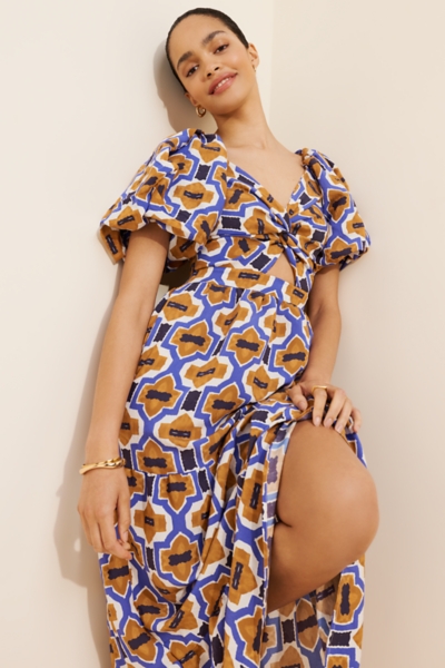 woven maxi dress WOVEN LONG SLEEVE MAXI DRESS