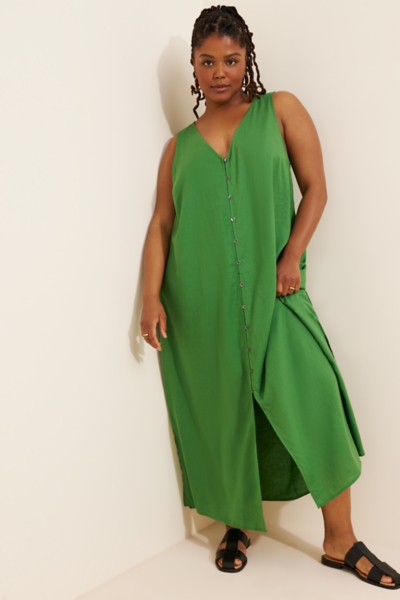 knee length dresses for ladies Sleeveless Button-Down Midi Dress – Blue Zone Planet