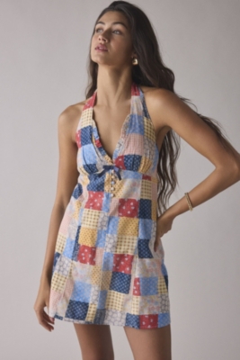 Charlotte Printed Halter Mini Dress