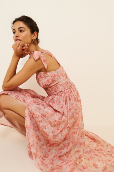 tie shoulder dress En Saison Ecru Sequin Tulle Tie Shoulder Midi Dress (1 MEDIUM) MEDIUM main image 0