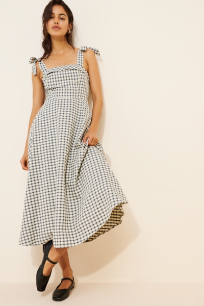 knee length dresses for ladies Pink Bloom Tie-Shoulder Midi Dress  Modern Millie