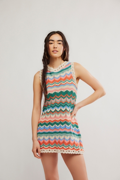 white christmas dresses Sandy Mae Crochet Mini Dress by Free People main image 0