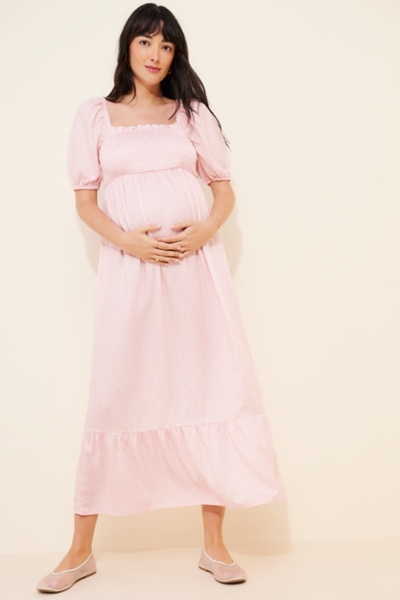 knee length dresses for ladies Rayon Gauze with Ruffled Ends Maternity Dress Blue / X-Large main image 0