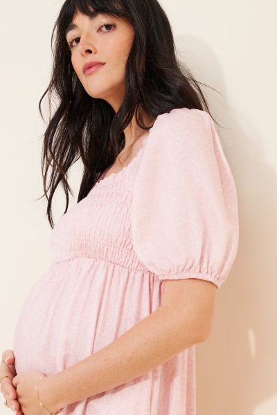 smocked midi dress maternity Lola Smocked Maternity & Nursing Midi Dress