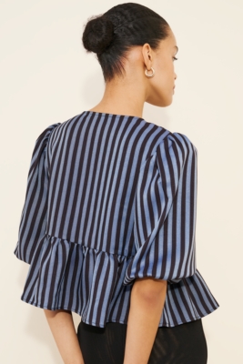 Striped Tie Front Blouse