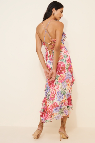 Asymmetric Floral Midi Dress | Nuuly