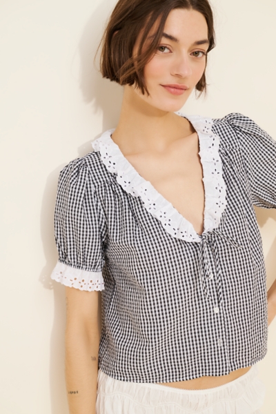 Eyelet Trim Short Sleeve Top | Nuuly