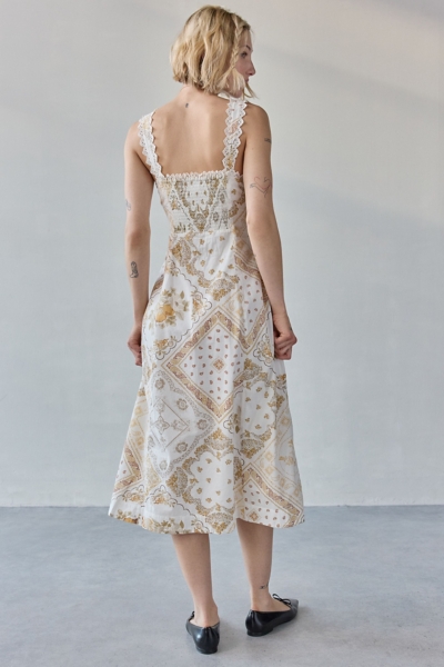 Martina Lace Trim Button-Front Midi Dress | Nuuly