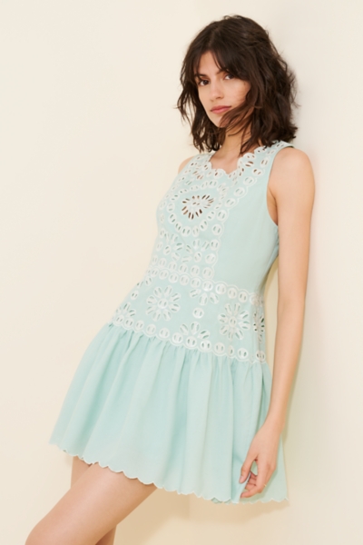 drop.waist mini dress Drop-Waist Lace-Up Mini Dress in Yellow - 4 main image 1