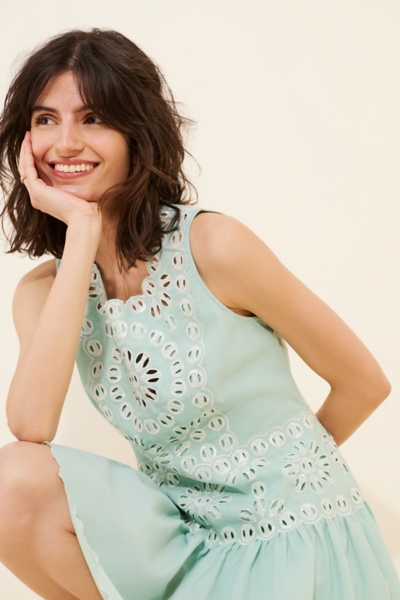 green drop waist mini dress Embellished Bubble Hem Mini Dress in Teal Green - 2 main image 0