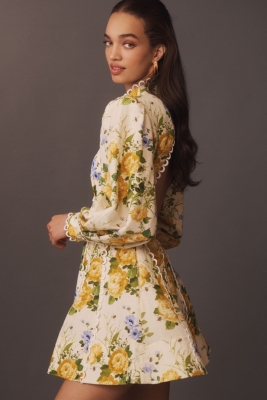 Kali Long Sleeve Linen Fit & Flare Dress